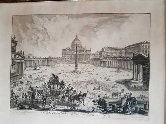 Piranesi Petersplatz Rom mit Besitzstempel Gustav Schickedanz aus Fürth